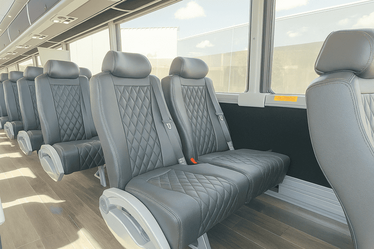 interior of New Haven Shuttle Bus Rentals charter bus